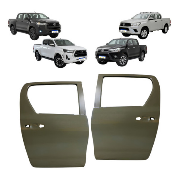 Par Porta Traseira Hilux 2016 A 2021 2022 2023 2024 2025 - Traseira - Ambos Os Lados - Cinza