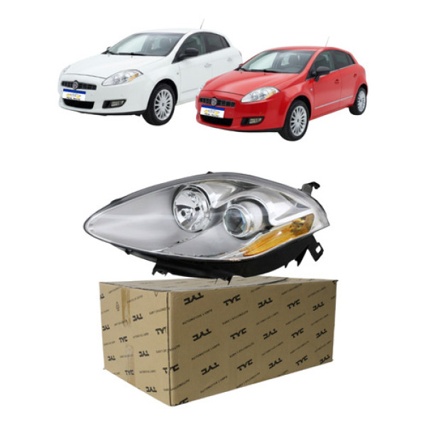 Farol Fiat Bravo 2011 A 2016 Com Globo Elétrico Foco Duplo Esquerdo/motorista Farol Fiat Bravo 2011 A 2016 Com Globo Elétrico Foco Duplo Esquerdo/motorista