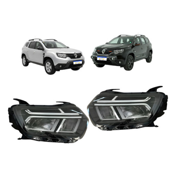 Par Farol Sinaleira Dianteiro Duster 2024 2025 2026 Full Led Ambos Lados