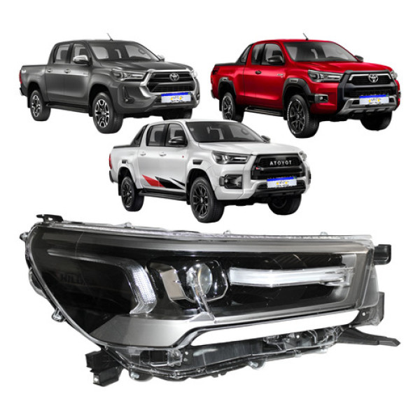 Farol Toyota Hilux 2021 2022 23 24 Full Led Moldura Cinza Ld - Direito