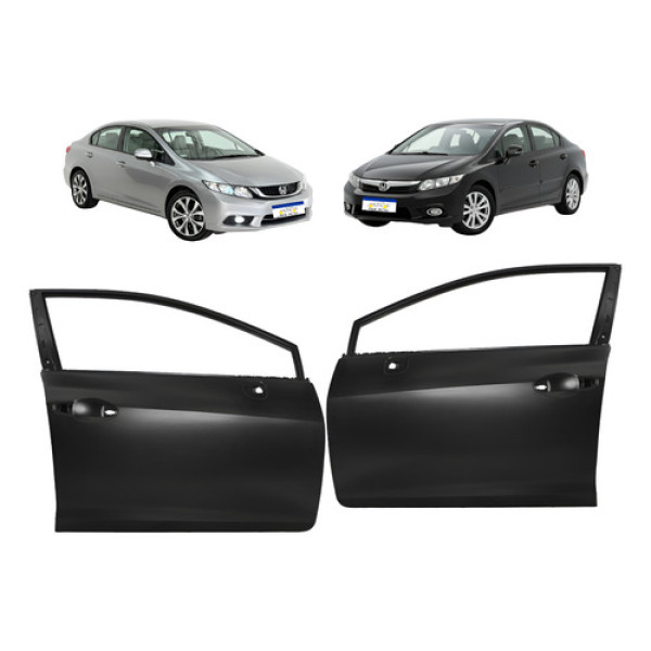 Par Porta Dianteira Honda Civic G9 2012 2013 2014 2015 2016 - Dianteira - Direito E Esquerdo - Preto