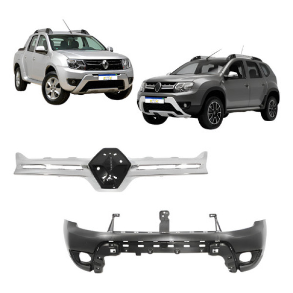 Parachoque C/ Friso Cromado Duster Oroch 2016 2017 A 2020 Preto