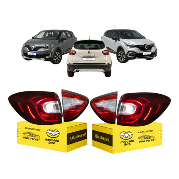 Par Kit Lanterna Captur 2017 2018 2019 2020 2021 2022 Led Ambos Lados Vermelho