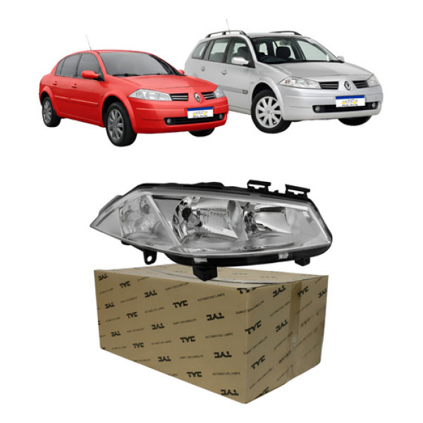 Farol Megane 2006 A 2013 Lado Carona Eletrico Sem Motor Novo Direito/passageiro