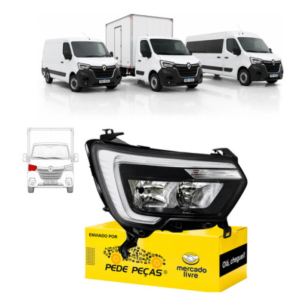 Farol Direito Renault Master 2023 2024 2025 2026 C/led Direito/passageiro