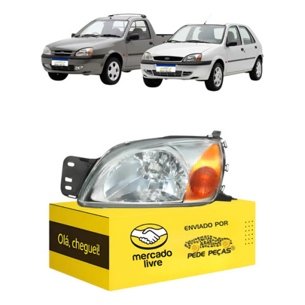 Farol Ford Fiesta Courier 2000 01 02 03 04 05 06 A 2013 Le Esquerdo/motorista