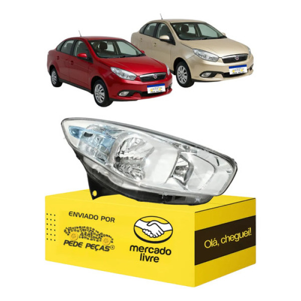Farol Fiat Grand Siena 2012 2013 2014 2015 A 2021 Cromado Ld Direito/passageiro