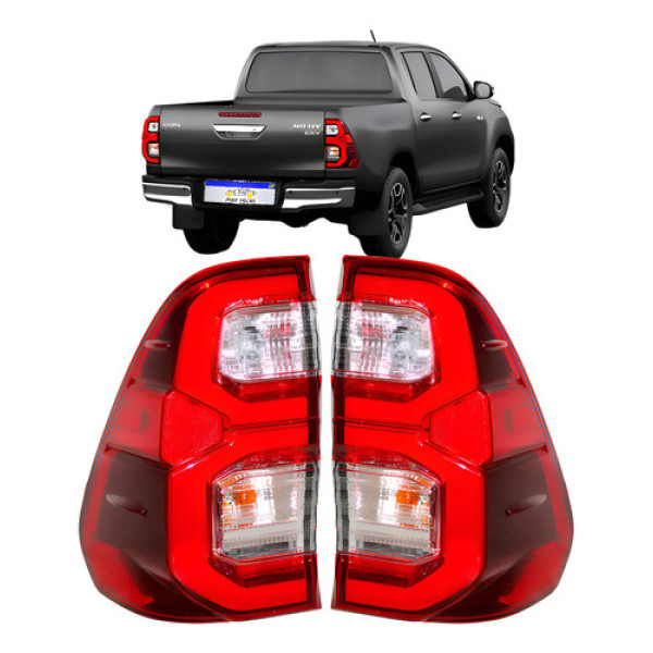 Par Lanterna Sinaleira Toyota Hilux 2021 2022 2023 2024 2025 - Ambos Lados - Vermelho