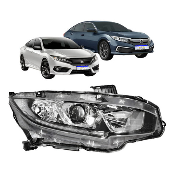 Farol Honda Civic G10 2017 2018 2019 2020 2021 Ld Novo Direito/passageiro Farol Honda Civic G10 2017 2018 2019 2020 2021 Ld Novo Direito/passageiro