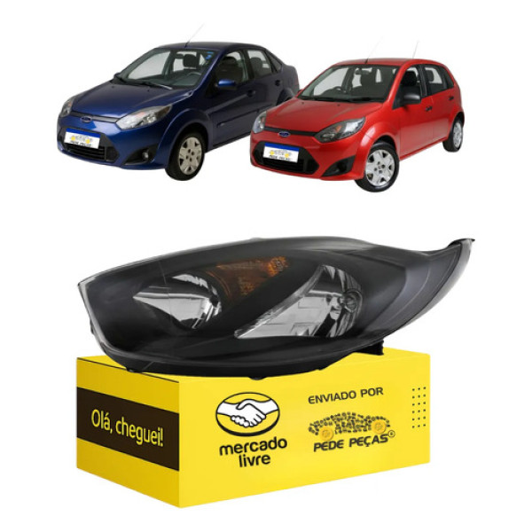 Farol Mascara Negra Fiesta Rocam 2010 2011 A 2014 Le Novo Esquerdo/motorista