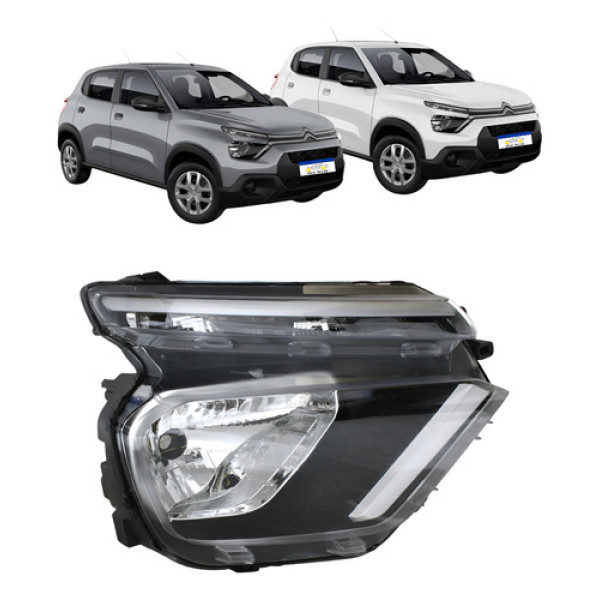 Farol Direito Citroen C3 2022 2023 2024 2025 2026 Sem Led Direito/passageiro Farol Direito Citroen C3 2022 2023 2024 2025 2026 Sem Led Direito/passageiro