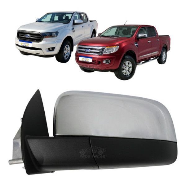 Retrovisor Ford Ranger 2013 A 2022 S/pisca Cromado Elétrico 