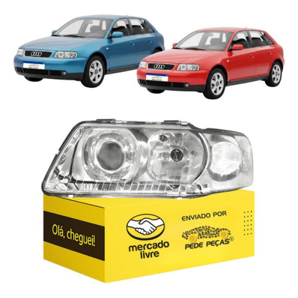 Farol Esquerdo Audi A3 1999 2000 2001 2002 2003 2004 05 2006 Esquerdo/motorista