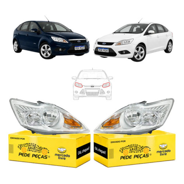 Par Farol Sinaleira Focus Sedan 2009 2010 2011 2012 A 2013 Ambos Lados