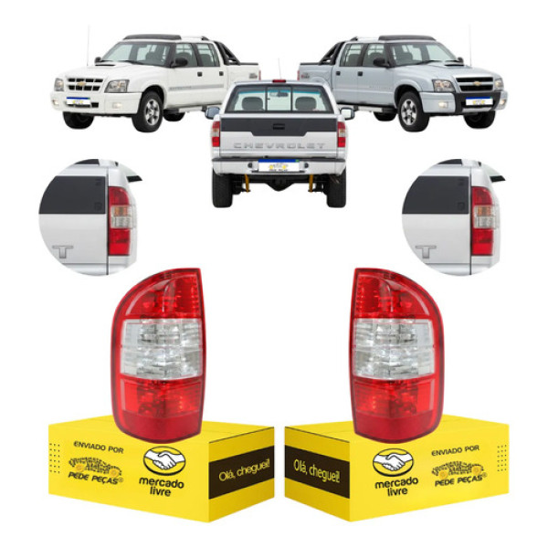 Par Lanterna Traseira Chevrolet S10 2009 2010 2011 Cristal Ambos Lados Vermelho Cristal