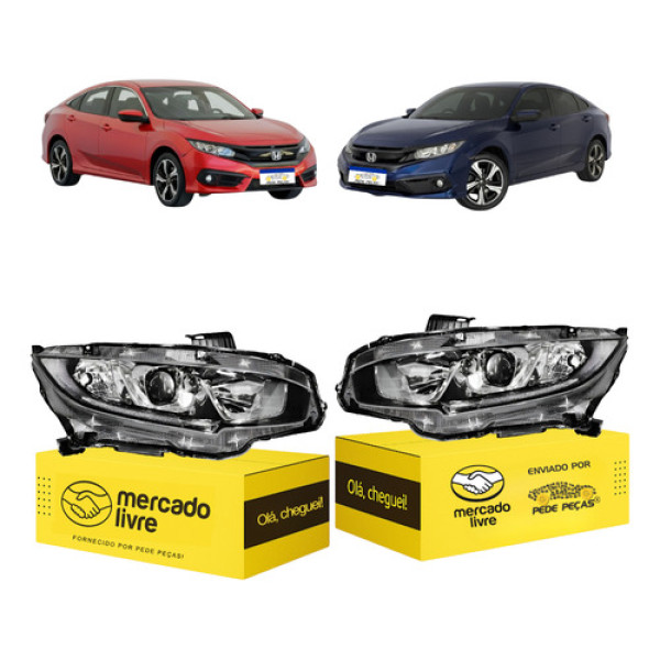 Par Farol Honda Civic G10 2017 2018 A 2021 Com Led Elétrico Ambos Lados