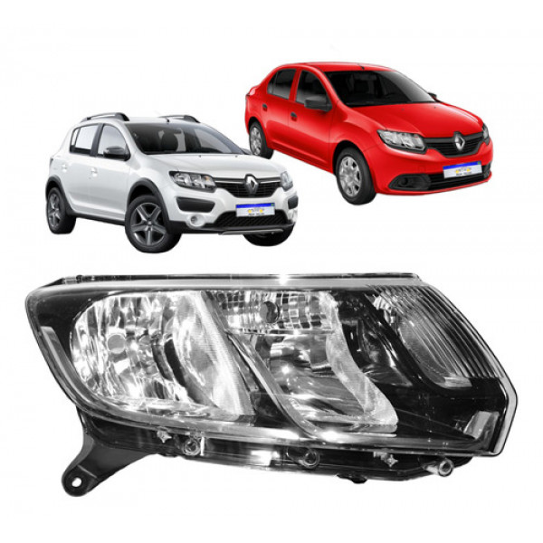 Farol Renault Sandero Logan 2015 2016 2017 2018 2019 L.d