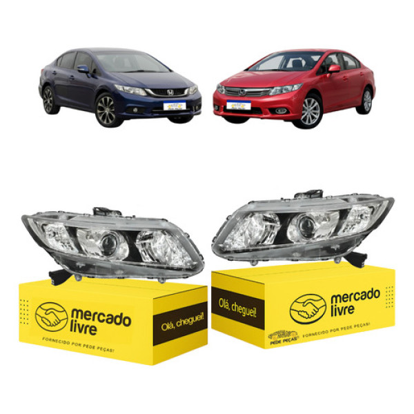 Par Farol Honda Civic G9 2012 2013 2014 2015 2016 Novo Direito
