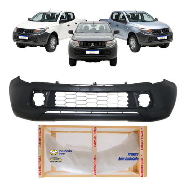 Parachoque L200 2017 2018 2019 2020 Novo S/f Moldura Preto