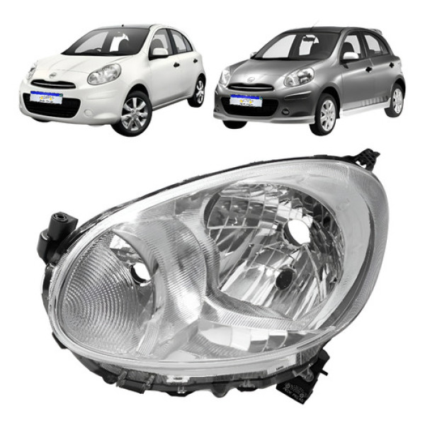 Farol Nissan March Sv 2011 2012 2013 2014 Lado Esquerdo Novo Esquerdo/motorista