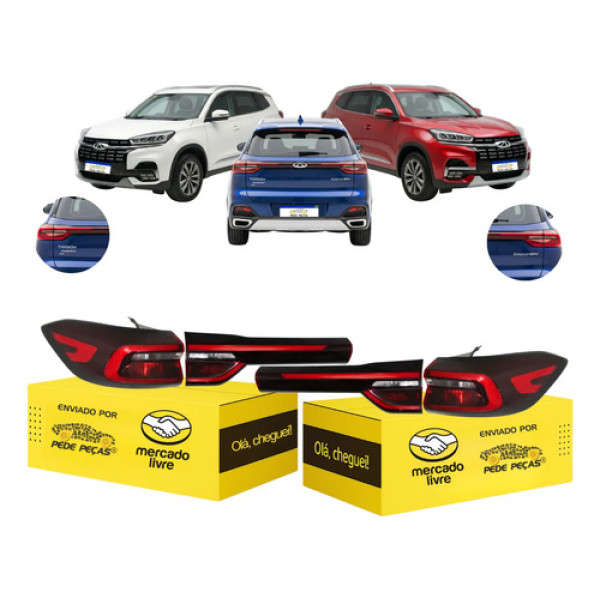 Kit Lanterna Sinaleira Tiggo 8 2021 2022 2023 2024 2025 Txs Ambos Lados Vermelho