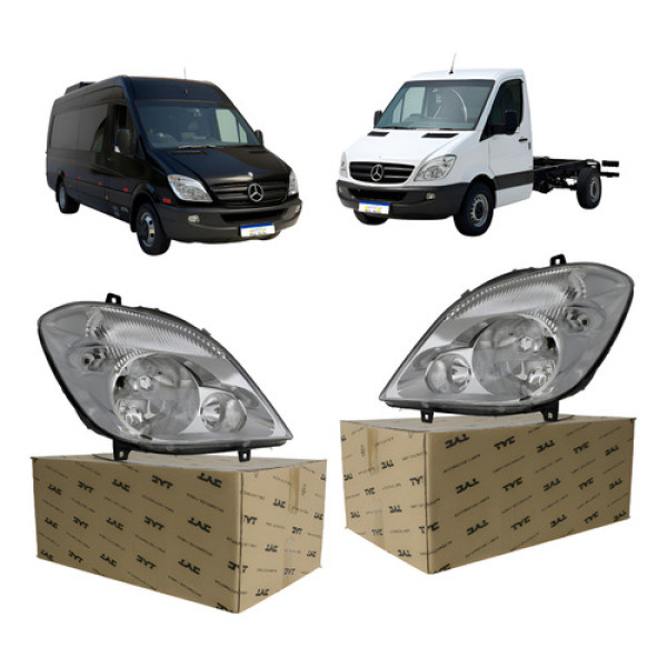 Par Farol Mercedes Sprinter 2013 A 2016 Cromado Foco Duplo Ambos Lados