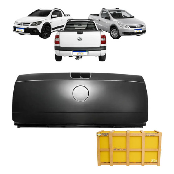 Tampa Traseira Vw Saveiro G5 2009 2010 2011 2012 2 Furos Preto Liso Para Pintura