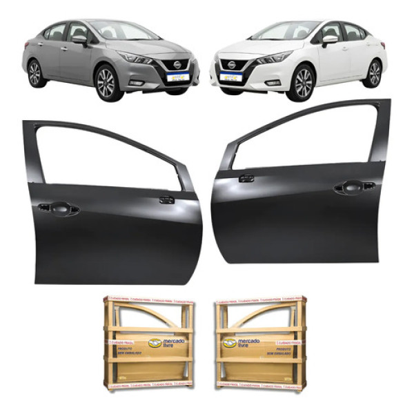 Par Porta Dianteira Versa Nissan 2021 2023 A 2026 Novo Dianteira Ambos Os Lados Preto