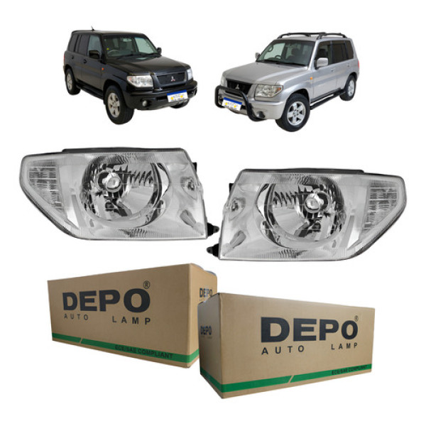 Par Farol Manual Mitsubishi Pajero Tr4 2003 A 2006 Cromado 