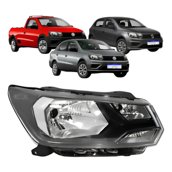 Farol Gol Voyage G8 Saveiro G7 2018 A 2021 Friso Preto Ld Direito/passageiro Farol Gol Voyage G8 Saveiro G7 2018 A 2021 Friso Preto Ld Direito/passageiro