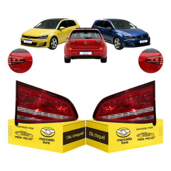 Par Lanterna Da Tampa Vw Golf 2014 2015 2016 2017 Led Ambos Lados Vermelho