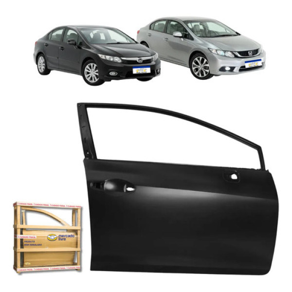 Porta Dianteira Honda Civic G9 2012 2013 2014 2015 2016 Ld Dianteira Direito Preto Liso Para Pintura