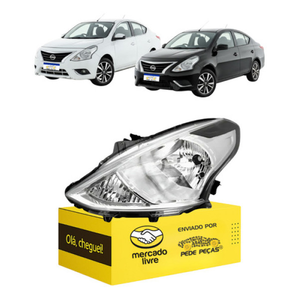 Farol Nissan Versa 2015 2016 A 2021 Manual Cromado Novo Le Esquerdo/motorista