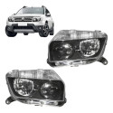 Farol Renault Duster 2012 2013 2014 2015 Mascara Negra Par - Direito