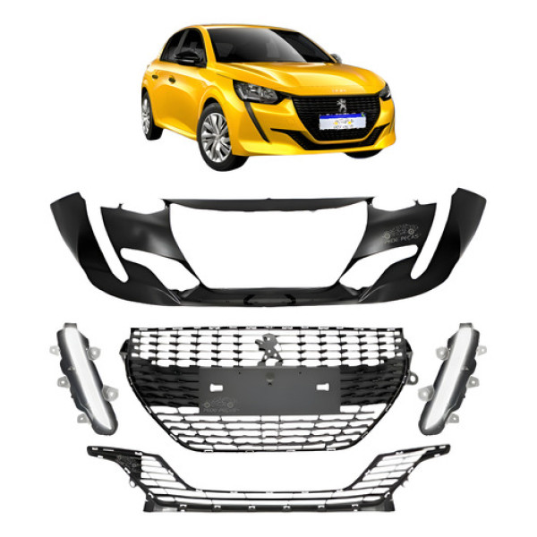 Kit Parachoque Peugeot 208 2020 A 2024 Grade Friso Preto