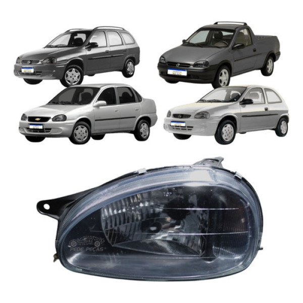 Farol Gm Corsa 1994 1995 1996 A 2010 Mascara Negra Esquerdo