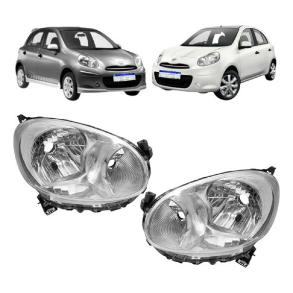 Farol Nissan March Sv 2011 2012 2013 2014 Cromado Novo