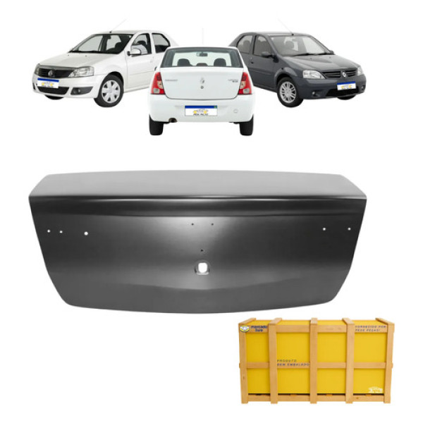 Tampa Porta Malas Renault Logan 2007 2008 2009 2010 Preto Liso Para Pintura