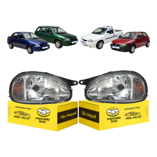Par Farol Farol Corsa Classic 1994 A 2010 Lente Lisa Ambar Ambos Lados