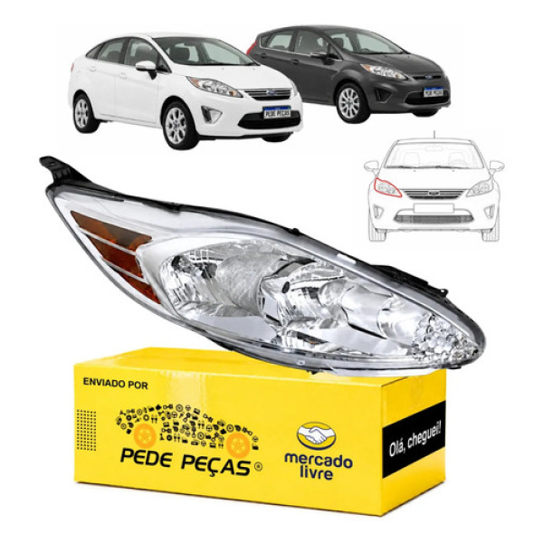 Farol Ford Fiesta 2011 2012 2013 Mexicano Se Ld Direito/passageiro