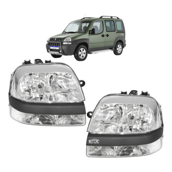 Farol Fiat Doblo 2002 2003 2004 2005 2006 A 2009 Cromado