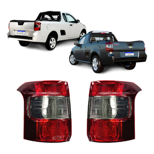 Par Lanterna Chevrolet Montana 2011 2012 2013 A 2021 Fume Ambos Lados Vermelho/fumê