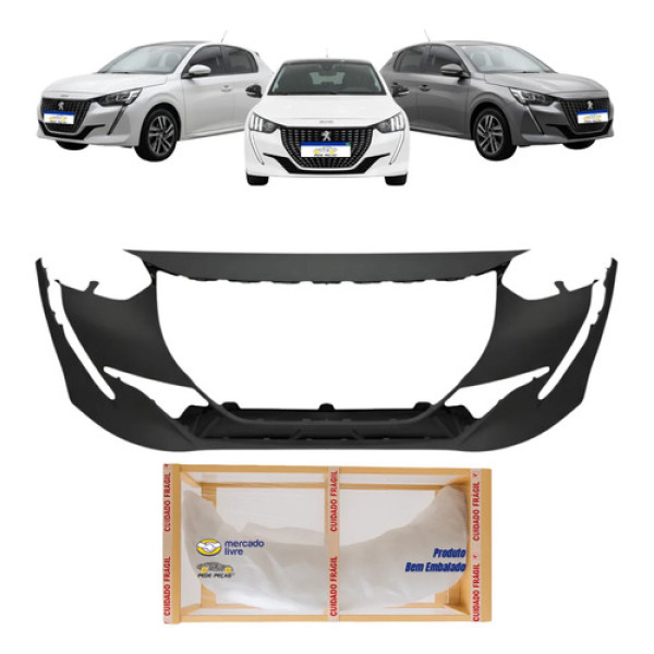 Parachoque Dianteiro Peugeot 208 2021 2022 2023 2024 Novo Preto