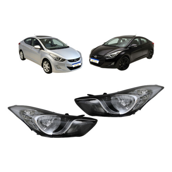Par Farol Hyundai Elantra 2011 2012 2013 2014 Cromado Manual Ambos Lados