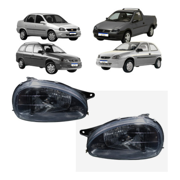 Farol Gm Corsa 1944 1995 96 A 2010 Mascara Negra Pisca Ambar