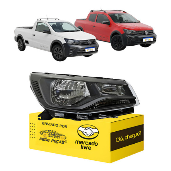 Farol Direito Saveiro G9 2024 2025 2026 Friso Preto Robust Direito/passageiro