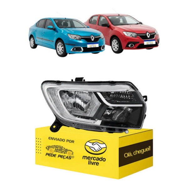Farol Sandero Logan 2020 21 22 23 24 2025 C/led C/avaria L.d Direito/passageiro