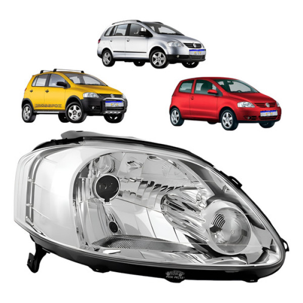Farol Vw Fox Spacefox Crossfox 2003 A 2010 Foco Simples Ld Direito/passageiro