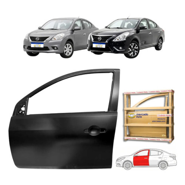 Porta Dianteira Versa 2011 A 2020 S Sl Sv Novo Le Dianteira Esquerdo Preto