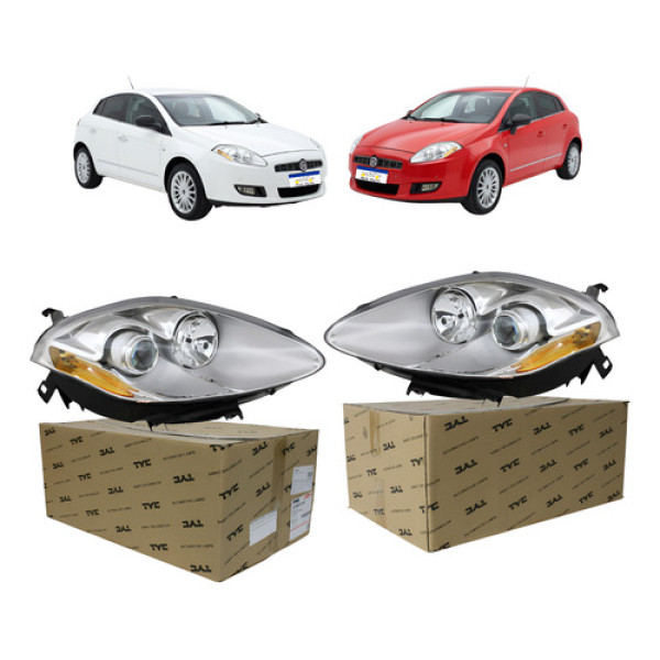 Farol Fiat Bravo 2011 A 2016 Par Elétrico C/pisca Âmbar Novo Ambos Lados Farol Fiat Bravo 2011 A 2016 Par Elétrico C/pisca Âmbar Novo Ambos Lados